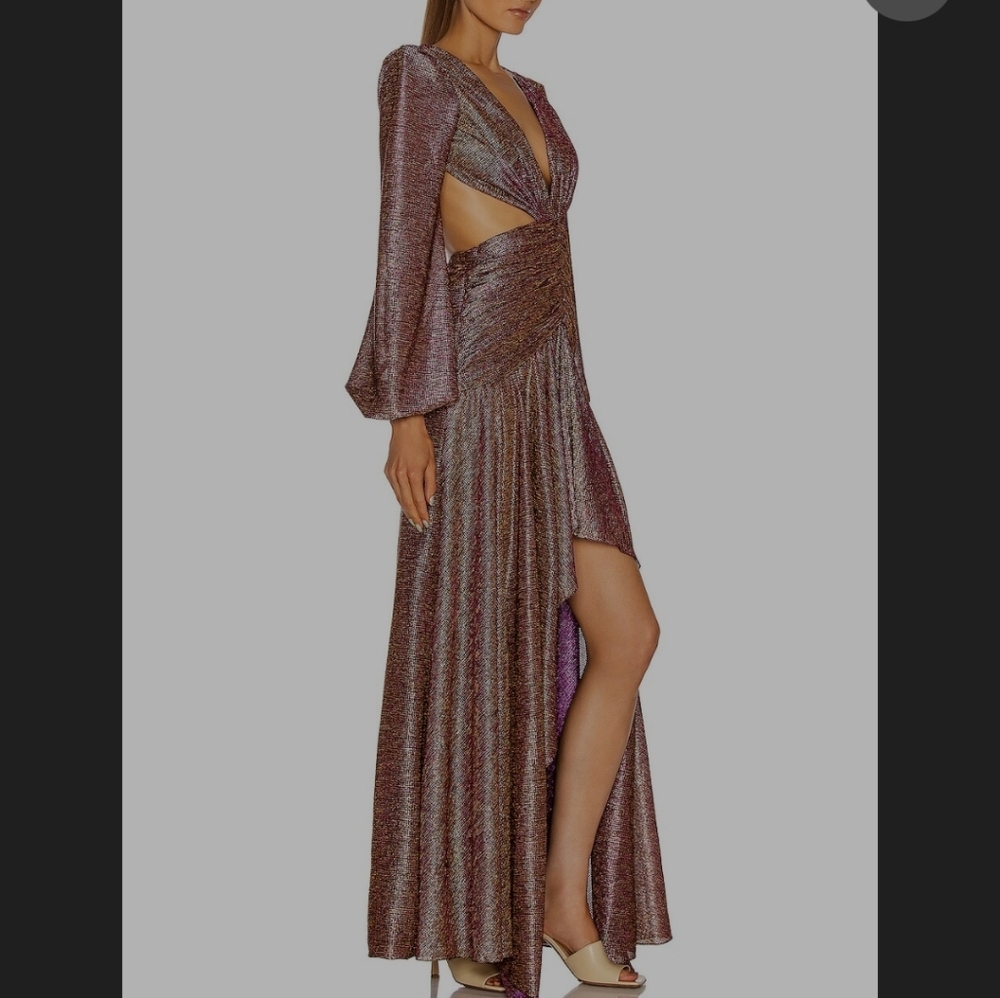 Metallic Lavender Cutout Maxi Dress